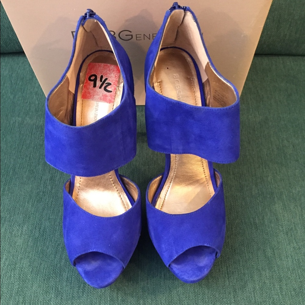 Blue suede high heels